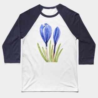 blue crocus buds watercolor painting Baseball T-Shirt